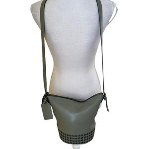Coach Olive Green "Dufflette" Crossbody Bucket Bag with Grommets